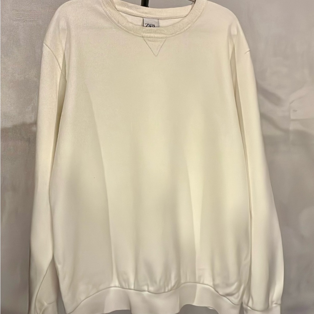 Zara Off White Crewneck Sweater Men’s Size XXL